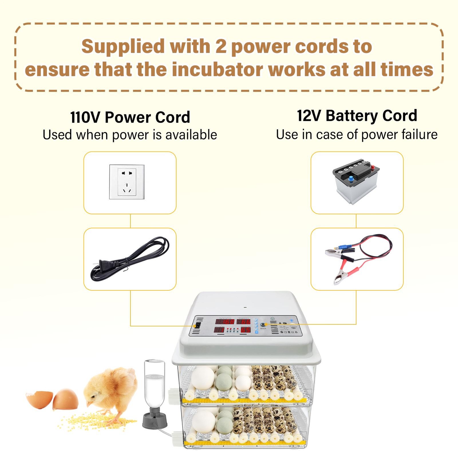 For 120 Digital Egg Incubator Hatcher Automatic Egg Turning Temperature Control