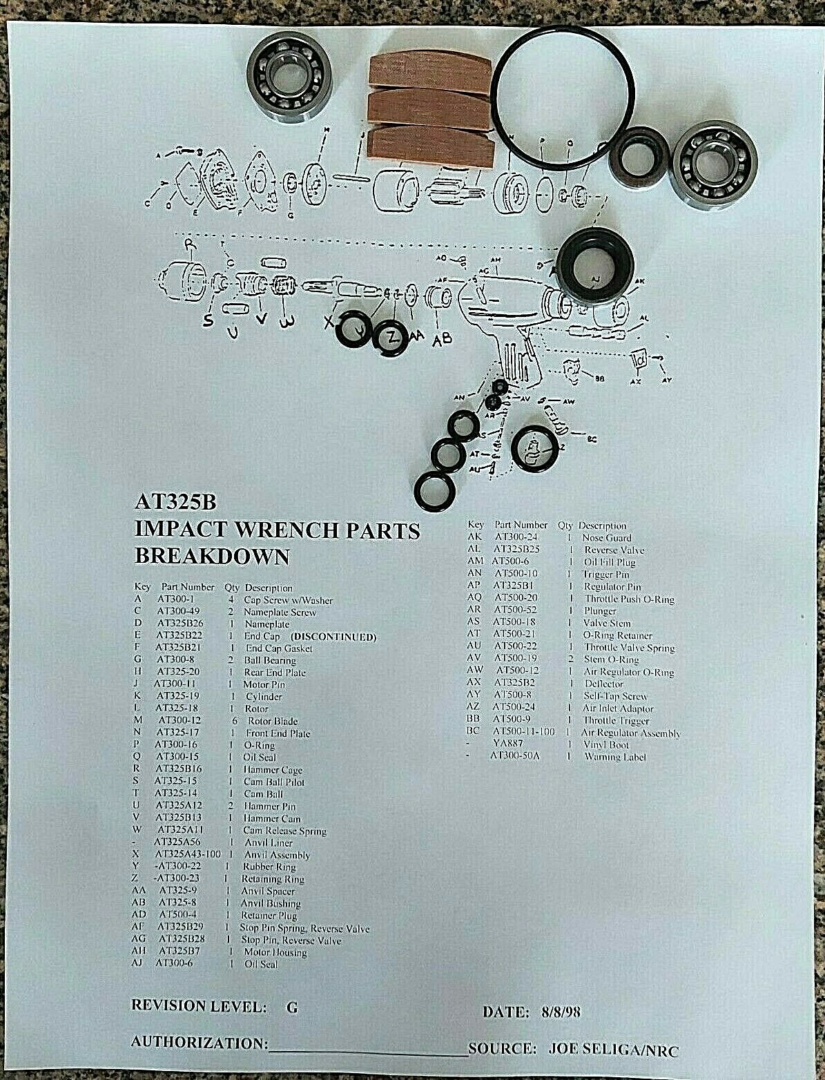 BLUE POINT AT300 OR AT325 3/8" DR TUNE UP KIT (1) FITS ALL AT300 & AT325 MODELS