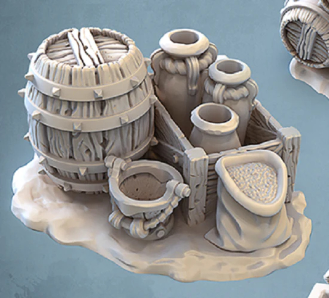 STL-FP104a - Fantasy Props - Supplies B - 28mm