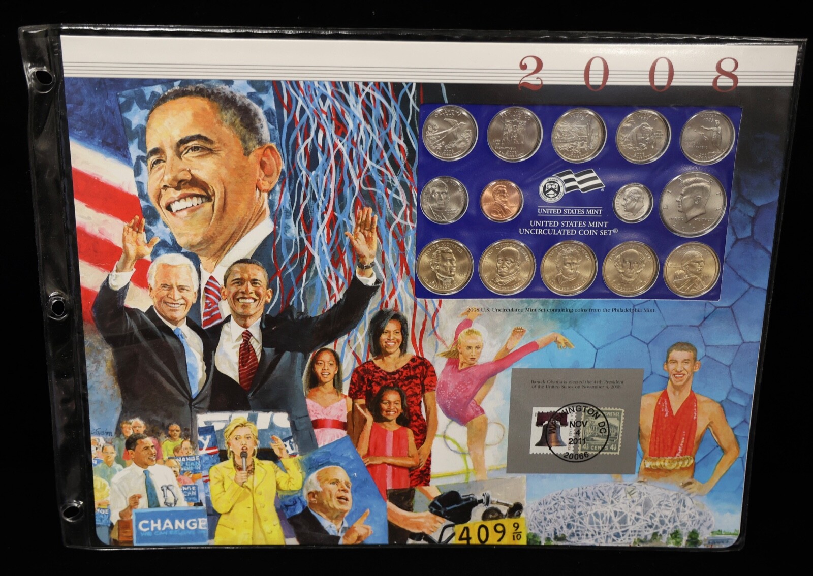 2008 P & D Uncirculated Mint Sets Postal Commemorative Society Coins & Stamps