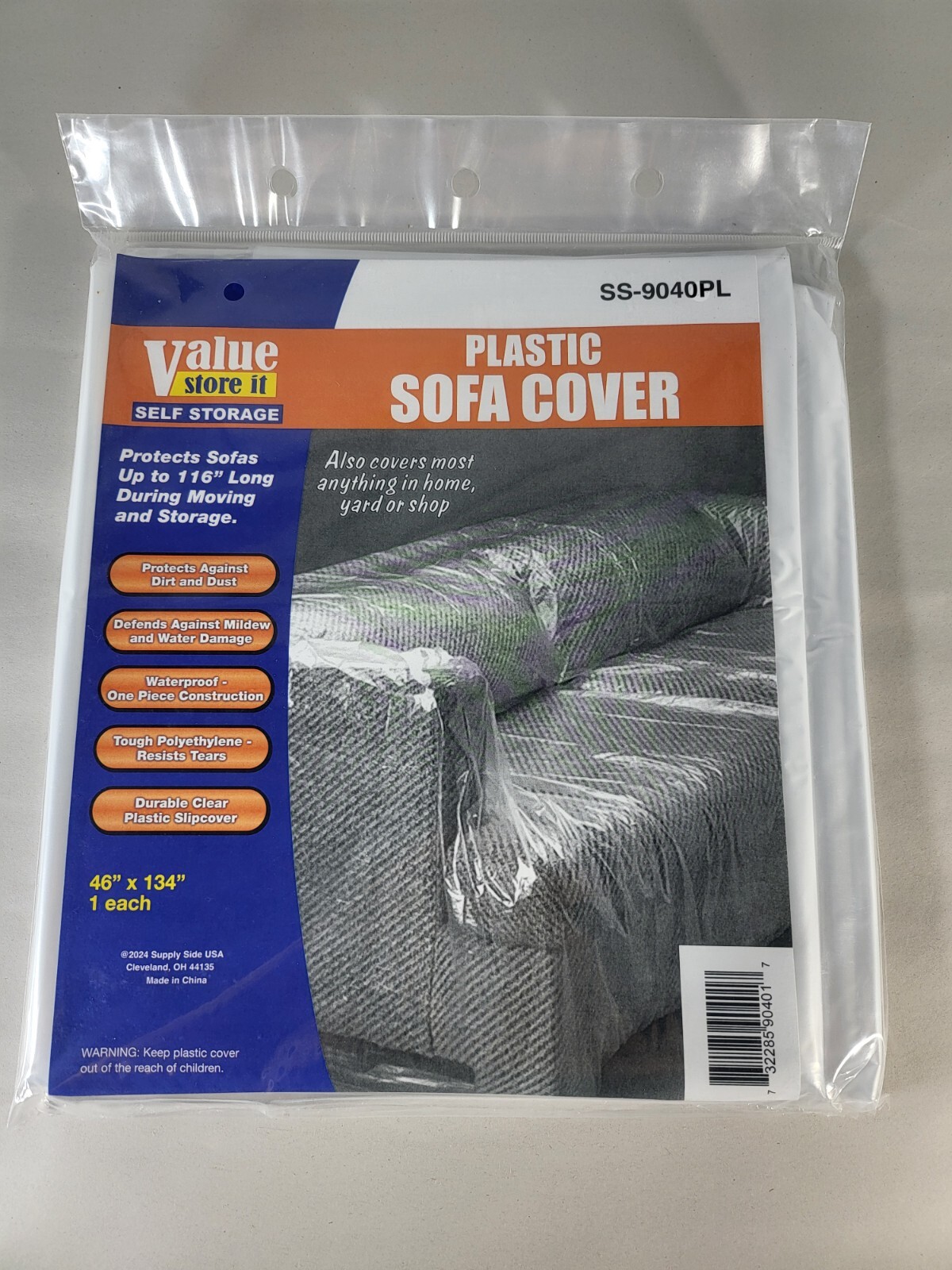 Value Store It Plastic Sofa Cover SS-9040PL Protects Sofas Up To 116"