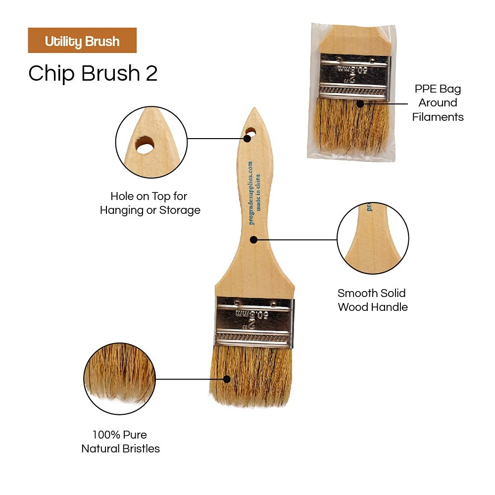 Vermeer Chip Paint Brushes - 24-Pack Chip Brushes in Assorted Sizes for Paint...