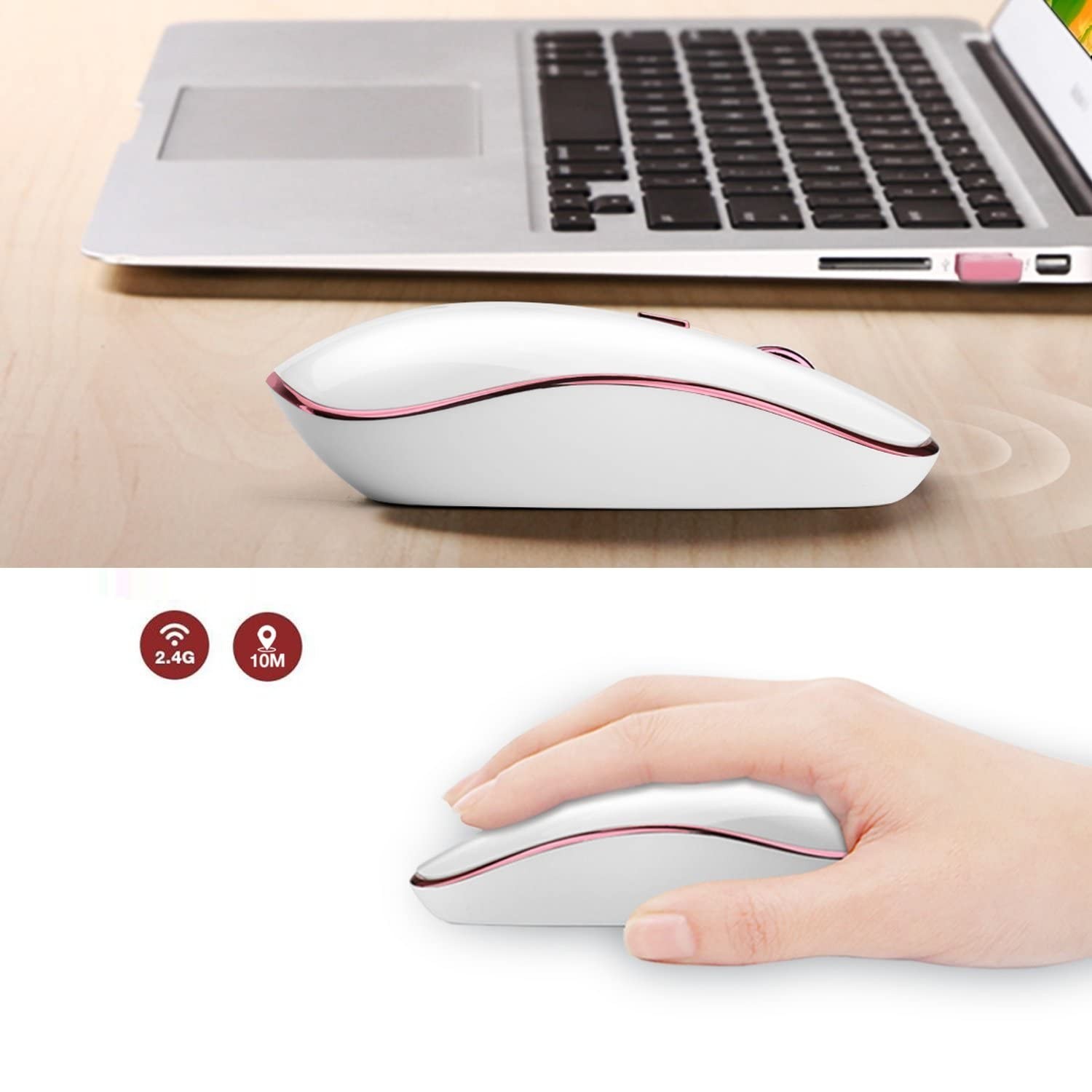 JOYACCESS Wireless Mouse for Laptop - Ultra Thin, Silent, 2400 DPI Portable O...