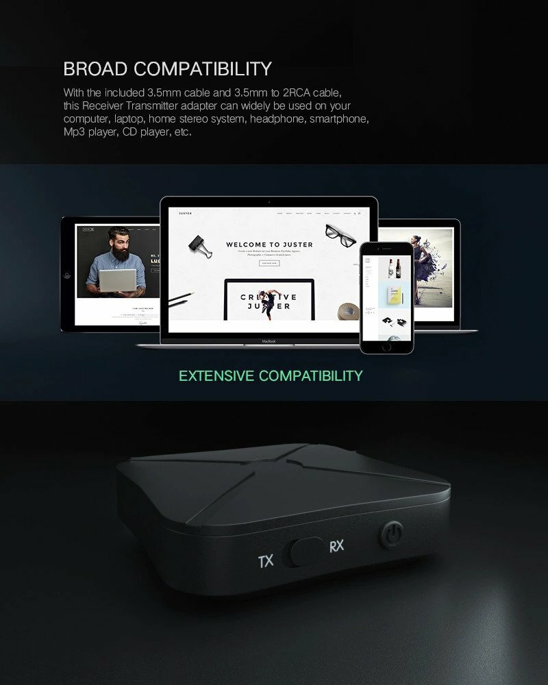 2in1 Bluetooth Transmitter Receiver Wireless Adapter TV Home Stereo A2DP Audio