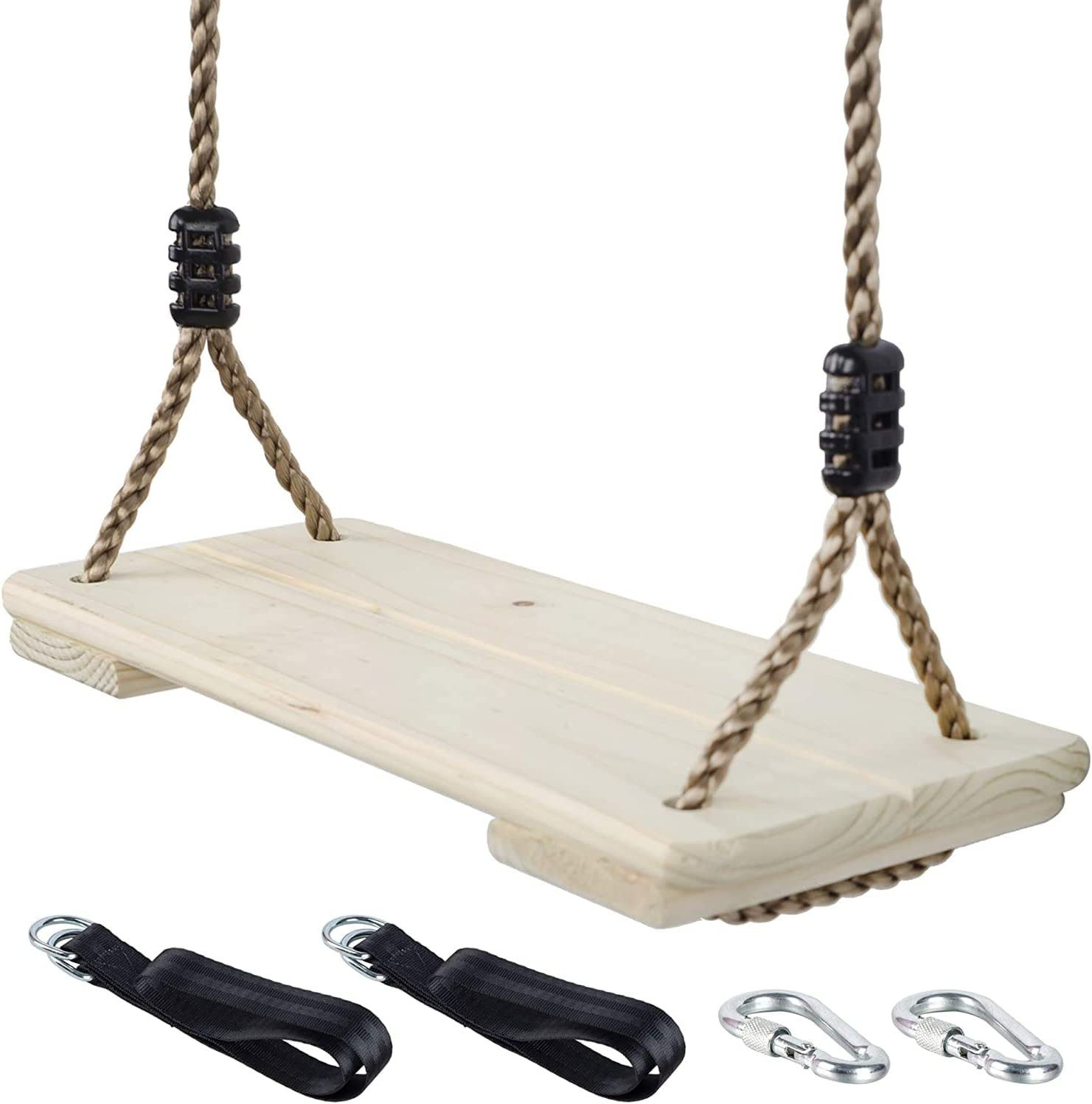 Wooden Swing Seat Nostalgic Outdoor Wood Swing for Kids Tree Swing for Adults