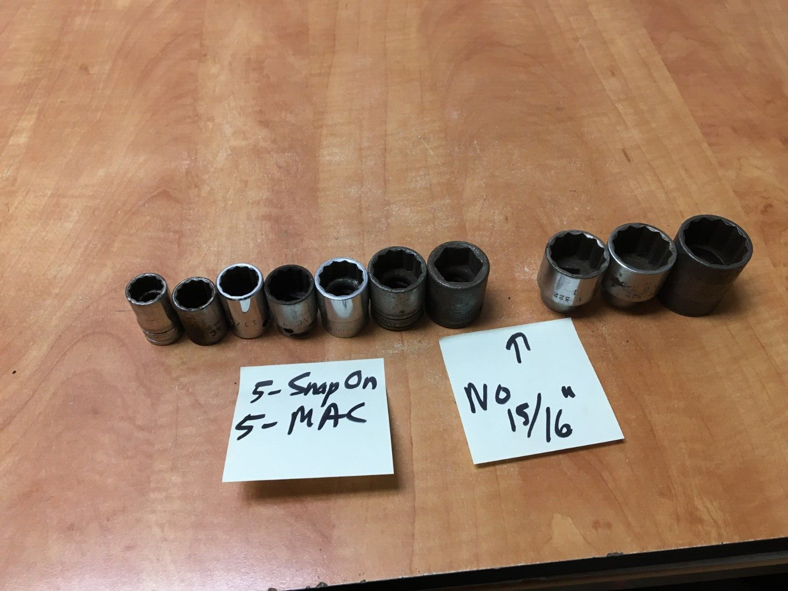 MAC Tools & Snap On  1/2" Drive  SAE Shallow 10pc Socket Set 9/16" to 1-1/8"