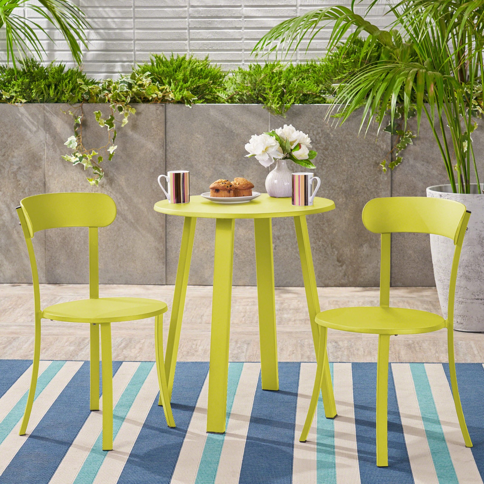 Bistro Set, 3 Piece Outdoor Patio Dining Set with Table and 2 Chairs