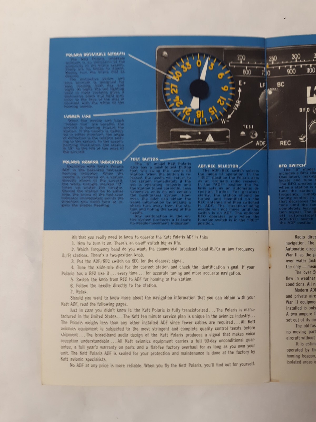 Kett Avionics Polaris ADF Operating Manual Original