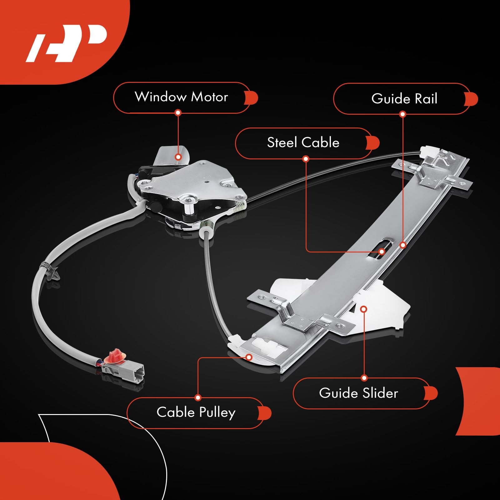 Front Passenger Side Power Window Regulator with Motor (2-Pin)