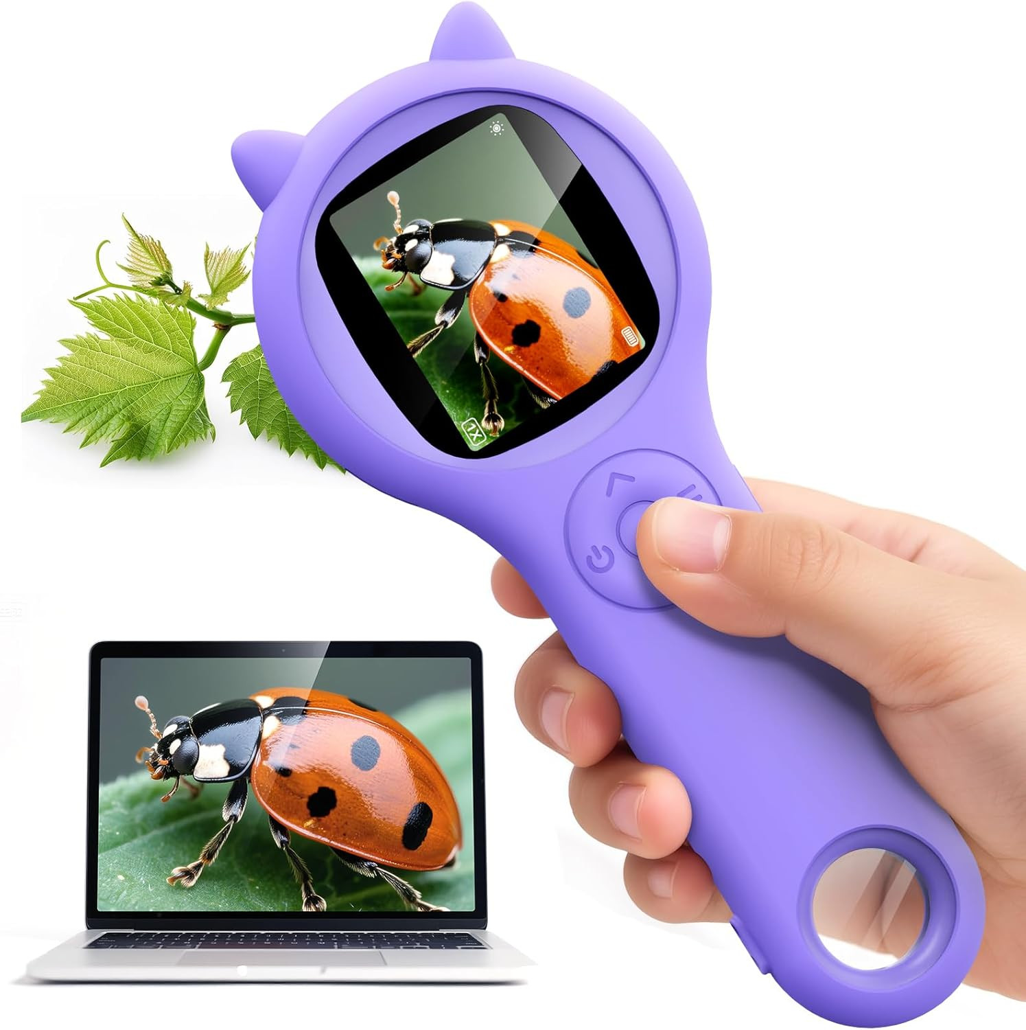 Kid-Friendly Handheld Microscope - STEM Science Kit for Ages 5-12 (Purple)