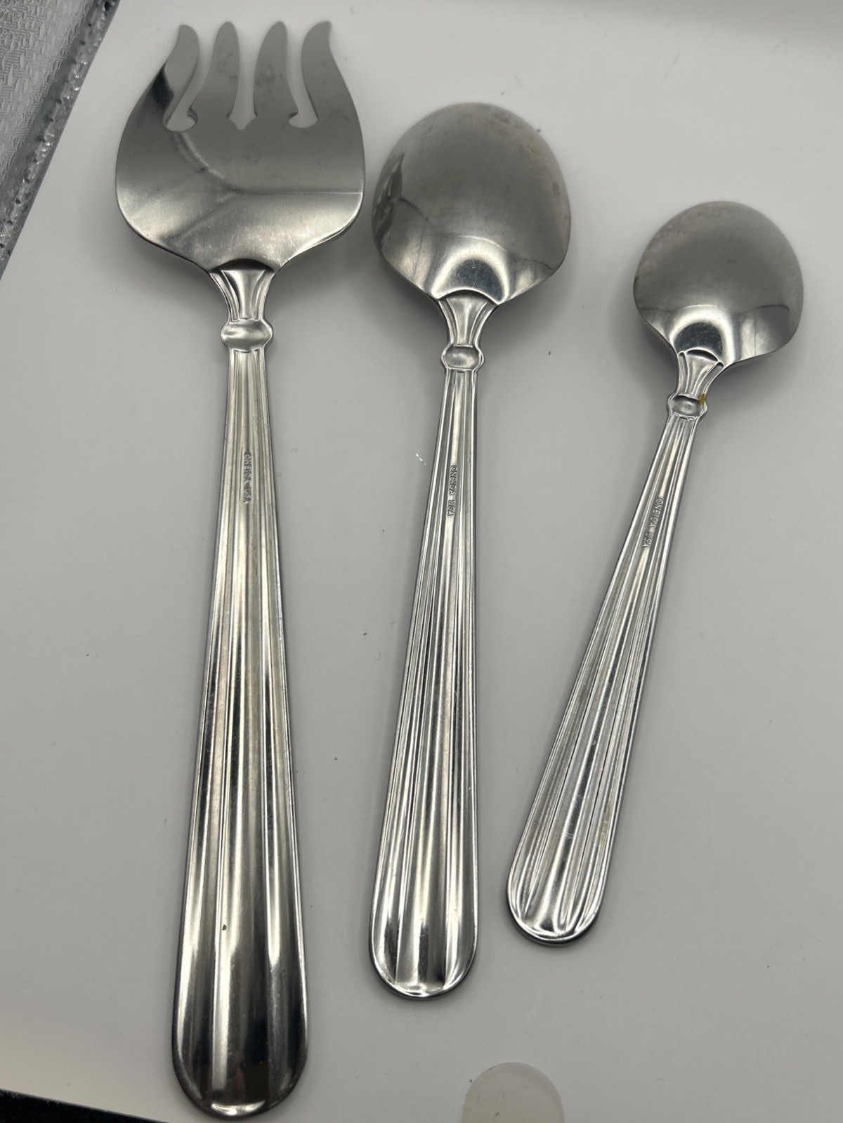 3 Pc Oneida Unity Stainless Flatware 2 Spoons And Cold Meat Serving Fork