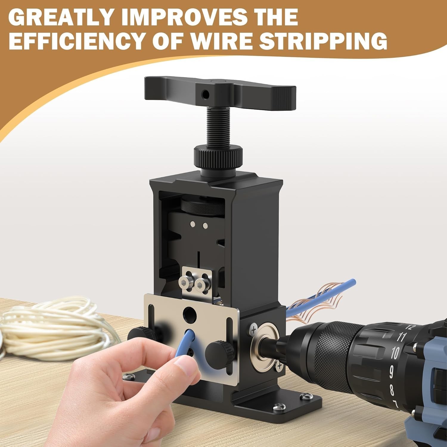 Adjustable Wire Stripper Machine, Upgraded – Drill-Powered Automatic Stripper