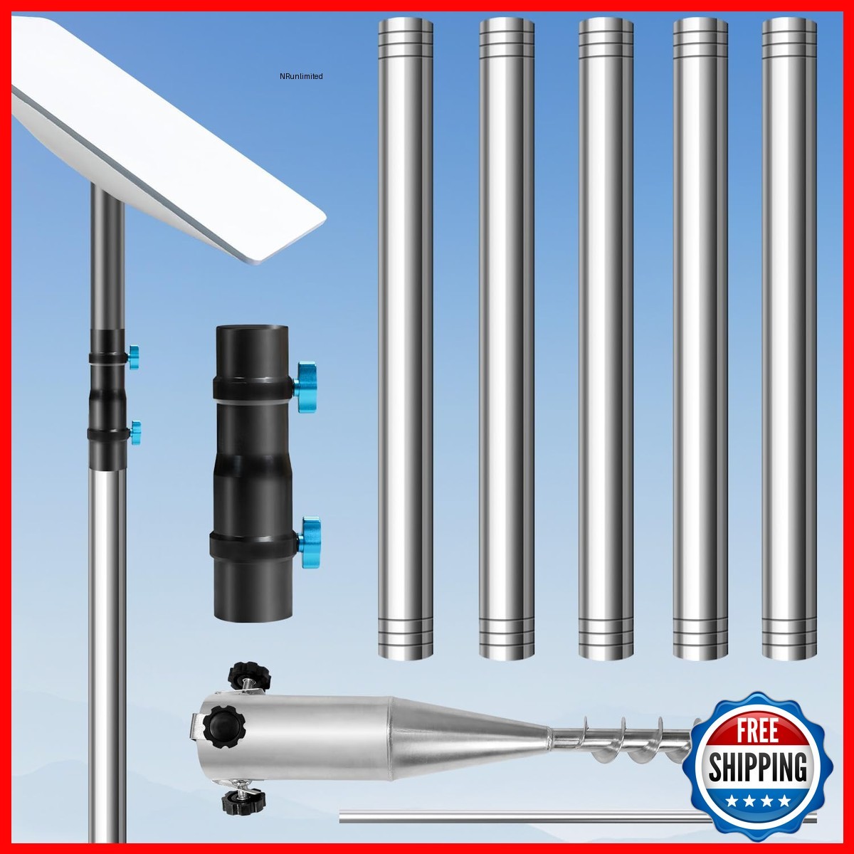 DNShorix Starlink 9ft Ground Pole Mount Kit 1.5'' Diameter No Dig Gen 2 Adapter