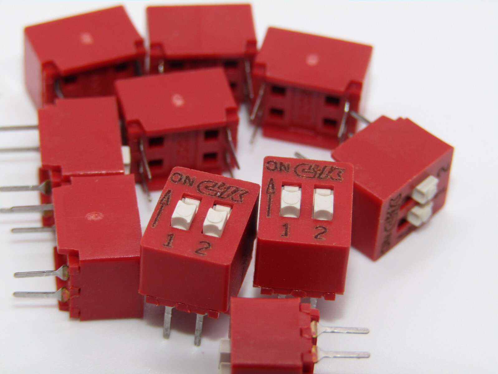 ( 10 PCS ) BD02 C&K Dip Switch SPST 2 Position Slide Actuator 100mA 5VDC  NOS