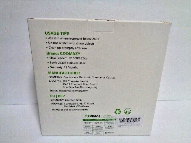 COOMASY SLOW FEEDER & PET BOWL SET NEW OPEN BOX