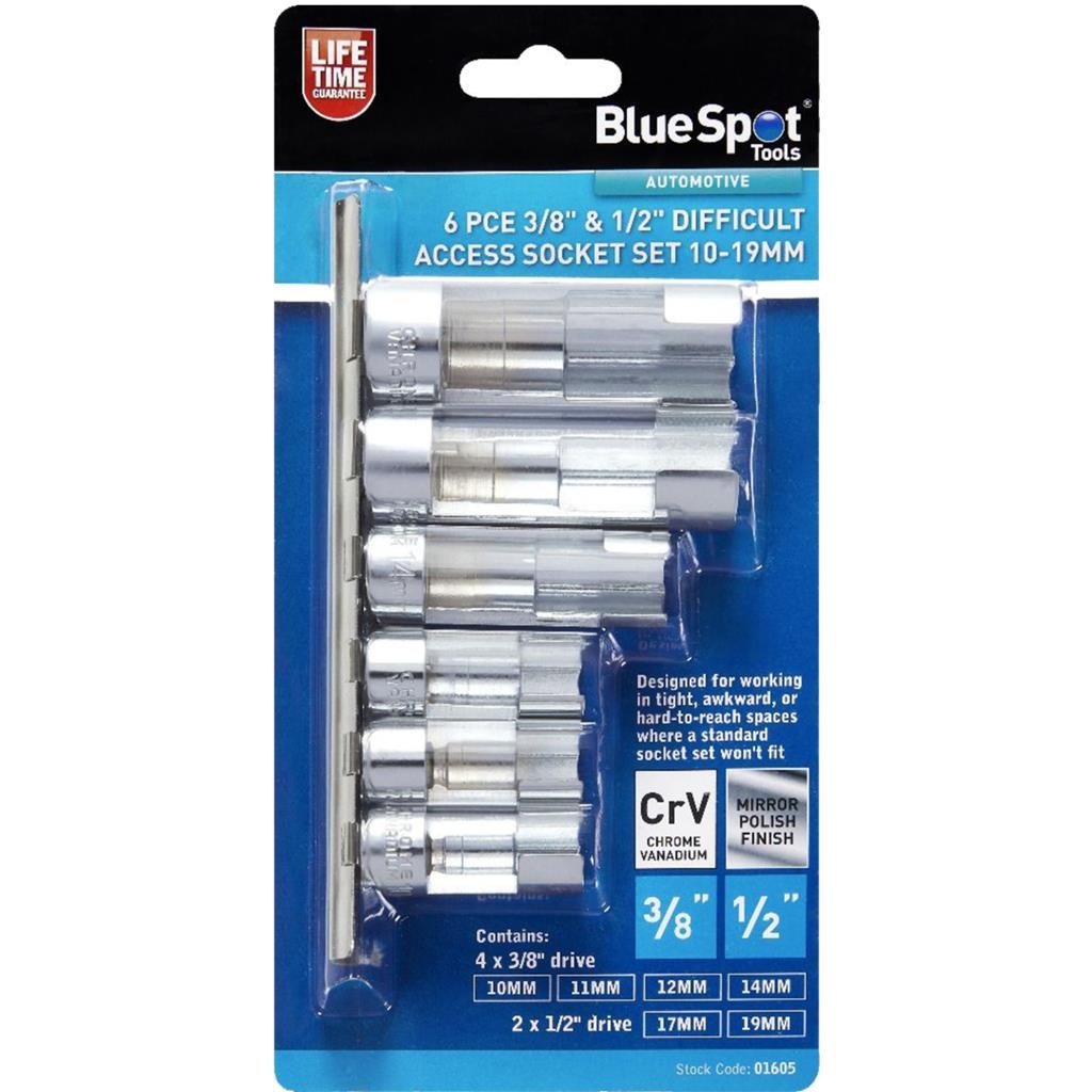 BlueSpot Socket Sensor Set 10mm -19mm 6pc 3/8 1/2 Drive Deep Metric Sockets