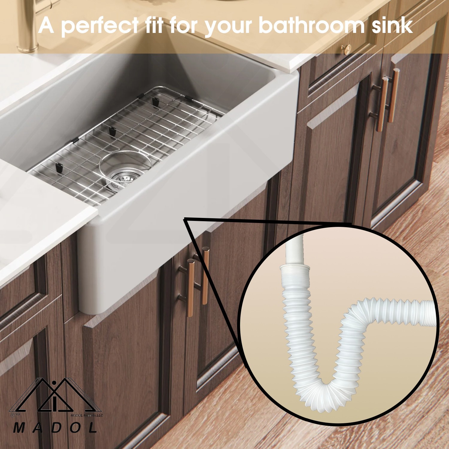 Flexible Sink Drain Pipe 1-1/2" Expandable, for 1 1/2" OR 1 1/4" Inlet pipe