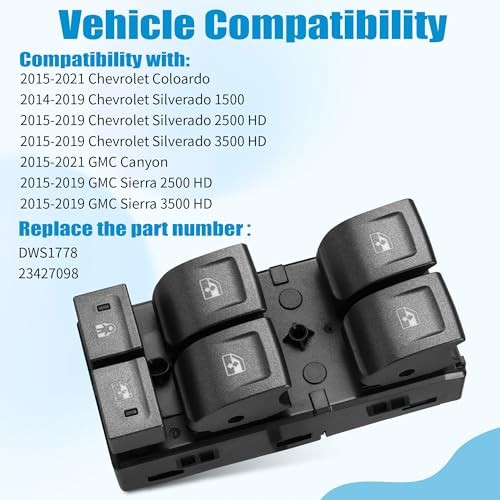Power Window Switch Control Compatible with 2014-2021 Chevy Silverado 1500 & XL