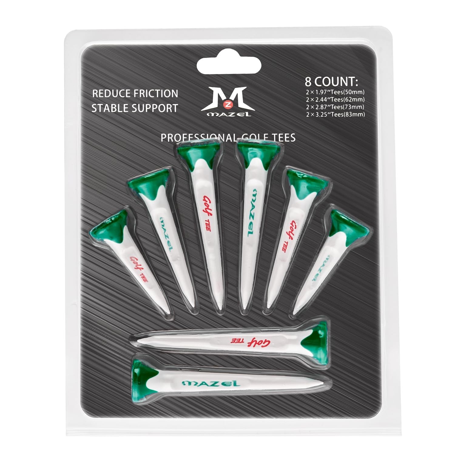 MAZEL Plastic Golf Tees 8 Pack｜Excellent Durability and Stability Plastic