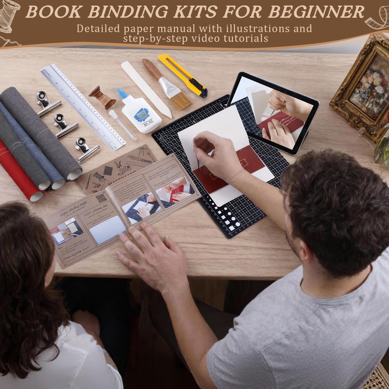 145Pcs Book Binding Kits for Beginners, Book Making Kit Bookbinding Supplies ...