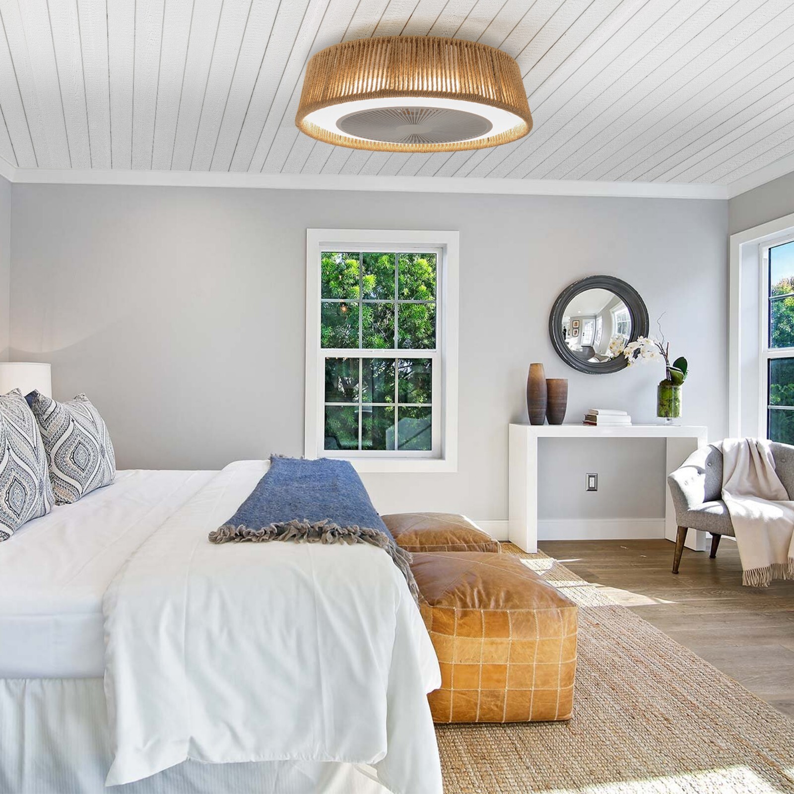 21" Modern White 8-Blade Smart LED Ceiling Fan