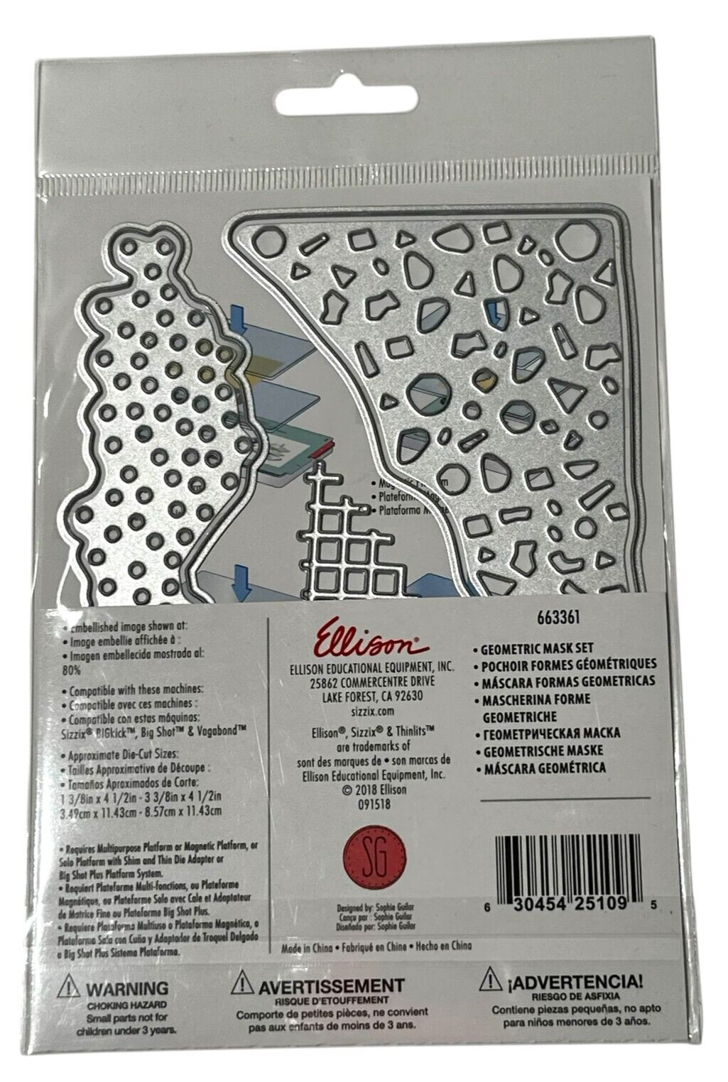 Sizzix Thinlits Geometric Mask Set Dies Paper Cutting Background Dot Confetti