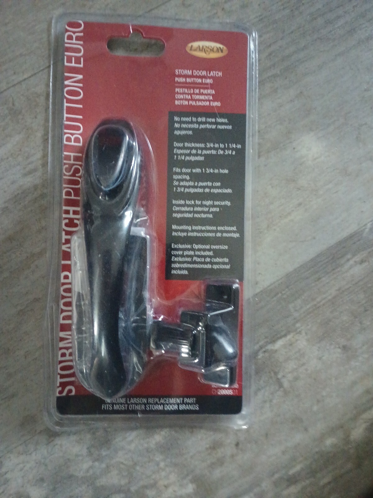 Larson Euro Black Zinc Push Button Latch 1 pk