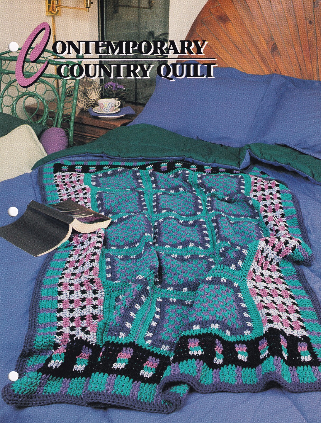 Annie's Crochet Afghan CONTEMPORARY COUNTRY QUILT Pattern Leaflet