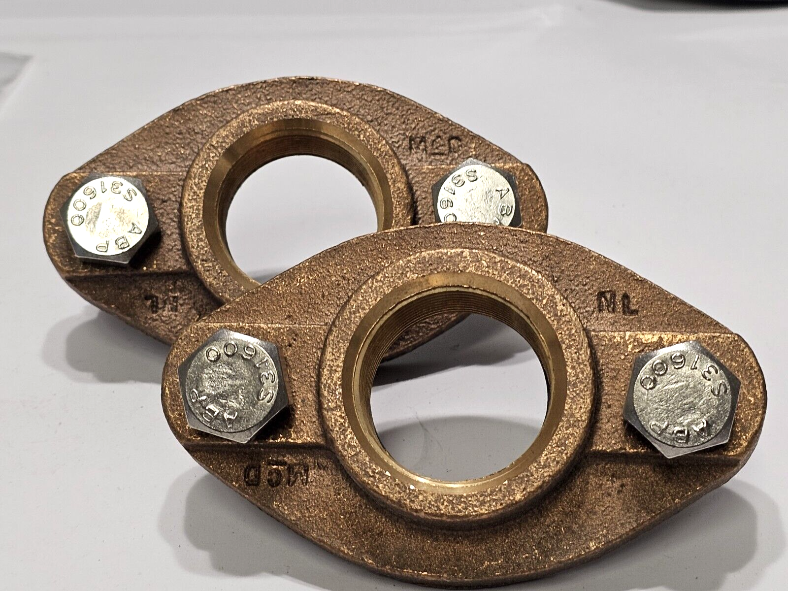 1-3/4" LEAD -FREE BRASS METER FLANGE CONNECTION 2PCS