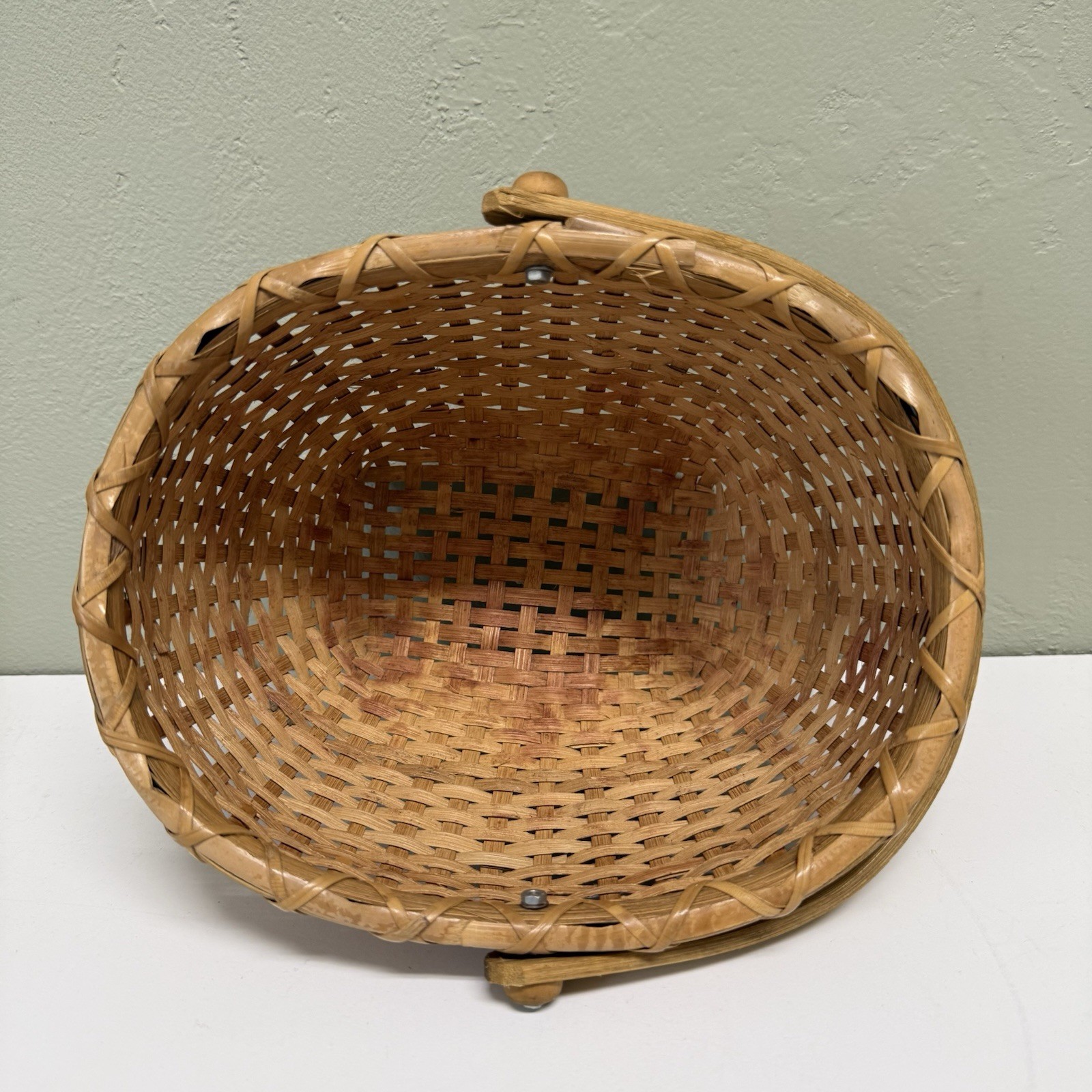 Oblong Wicker Basket With Handle Great Condition