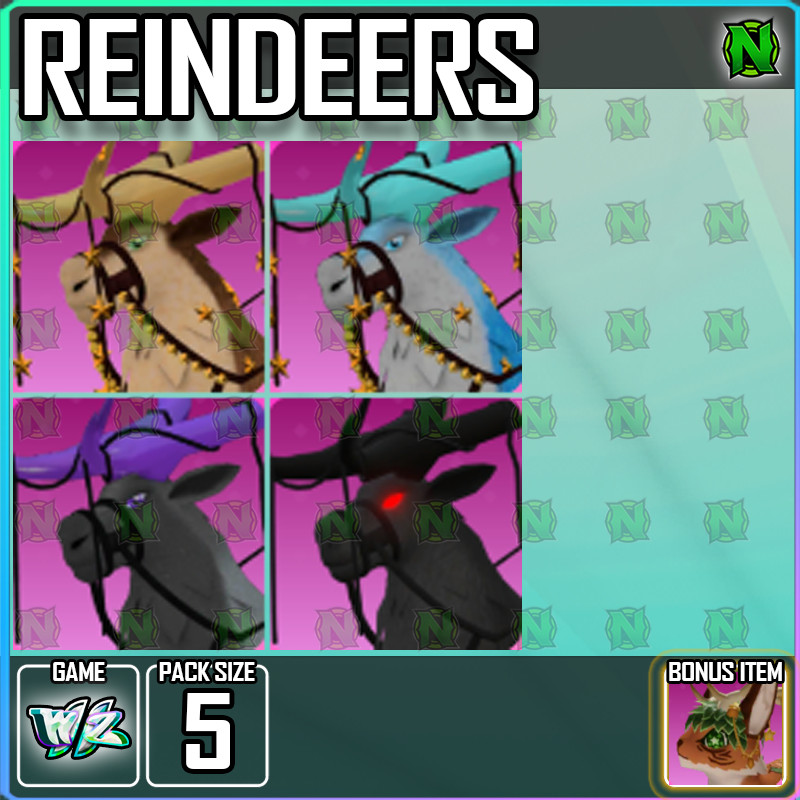 Roblox World Zero WZ - 5 PACK - MOUNTS - REINDEERS + FREE: REINDEER