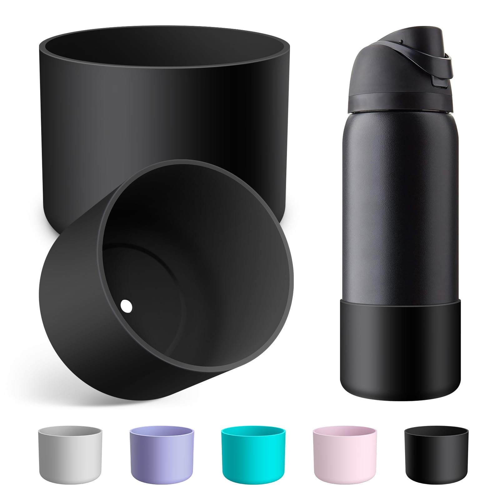 2PCS Anti~Slip Silicone Water Bottle Boot for Owala 32 Oz Black