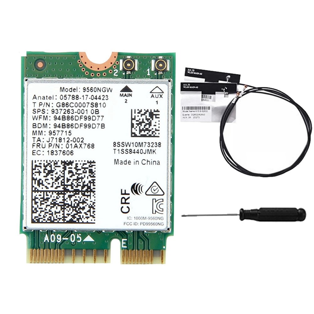 9560NGW WiFi Card+2XAntenna 1730Mbps  9560AC 2.4G 5G Dual Band BT 5.0 8022254