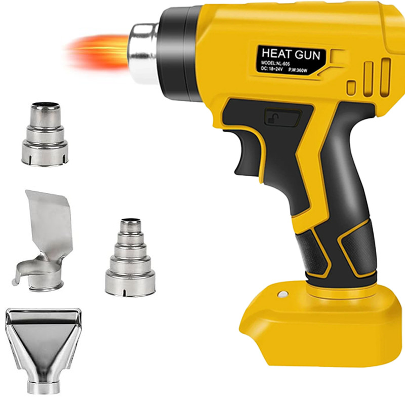 360W Cordless Heat Gun Hot Air Gun Fit For Dewalt 20V Li-ion Battery w/4 Nozzles