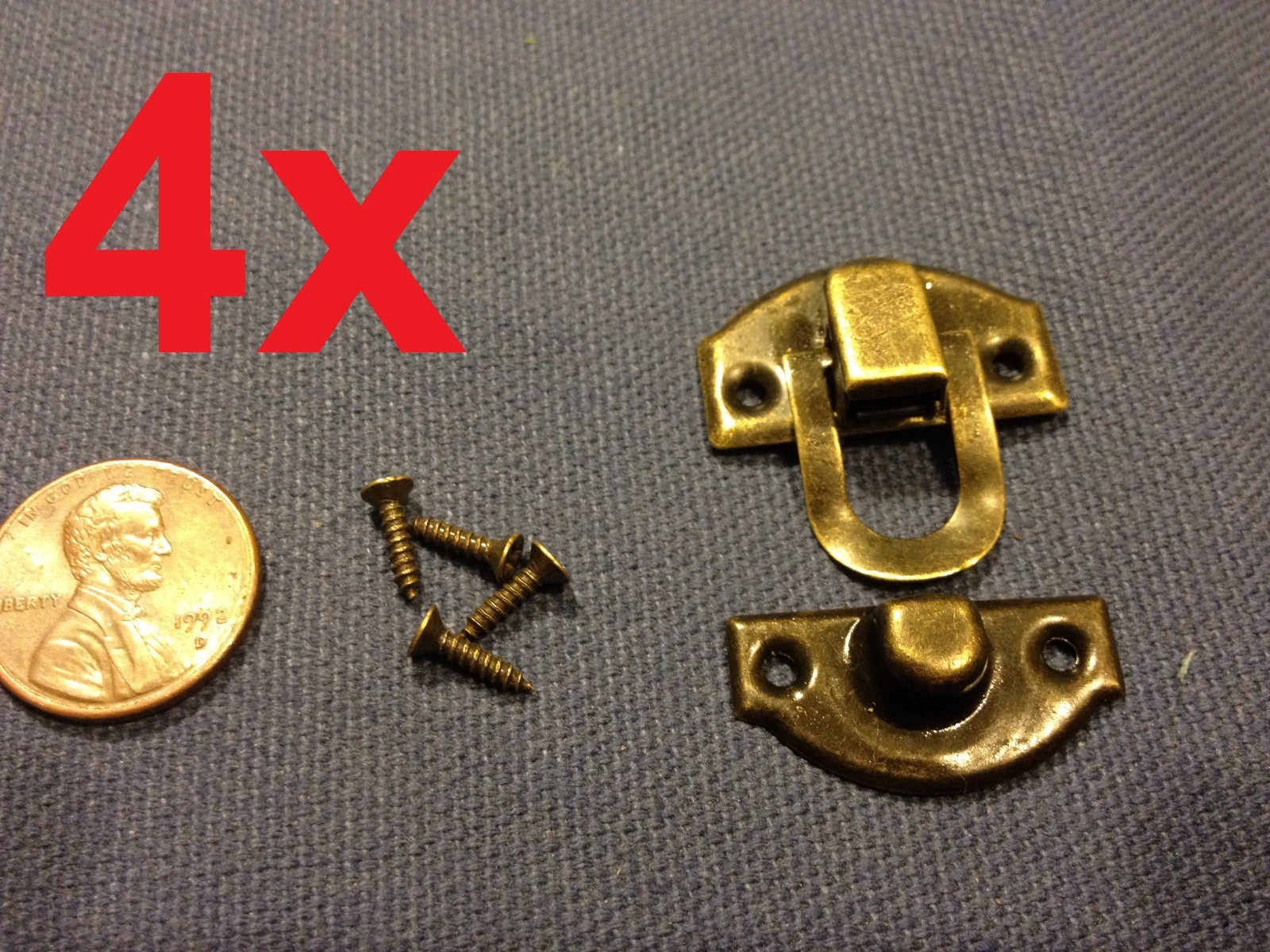 4 sets Dark mini dollhouse Antique wood latch Sets Box Case Lock hinge small c7