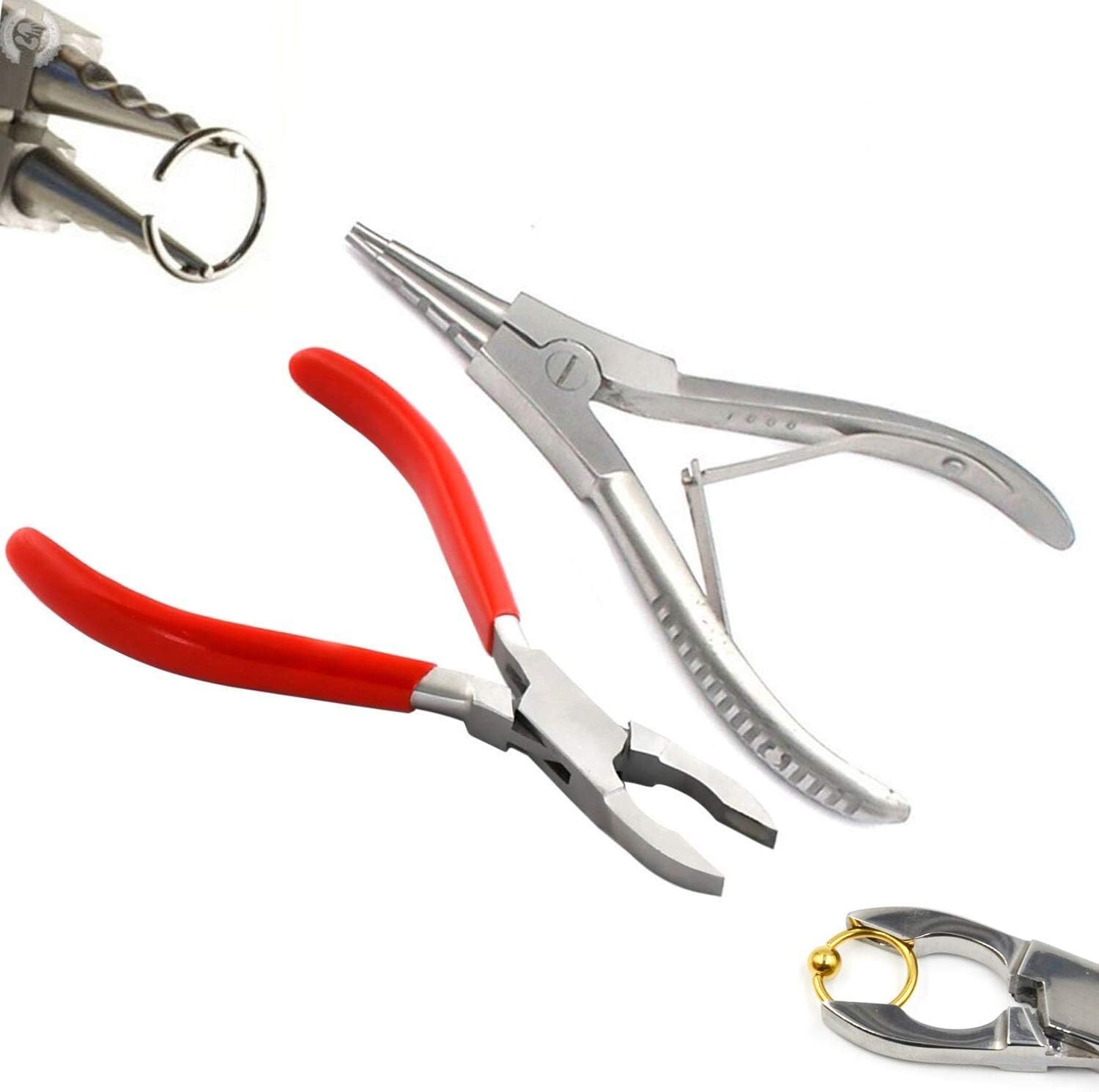Set of 2 Ring Opening And Ring Closing Pliers (Dip Red) Body Piercing Bead Tools