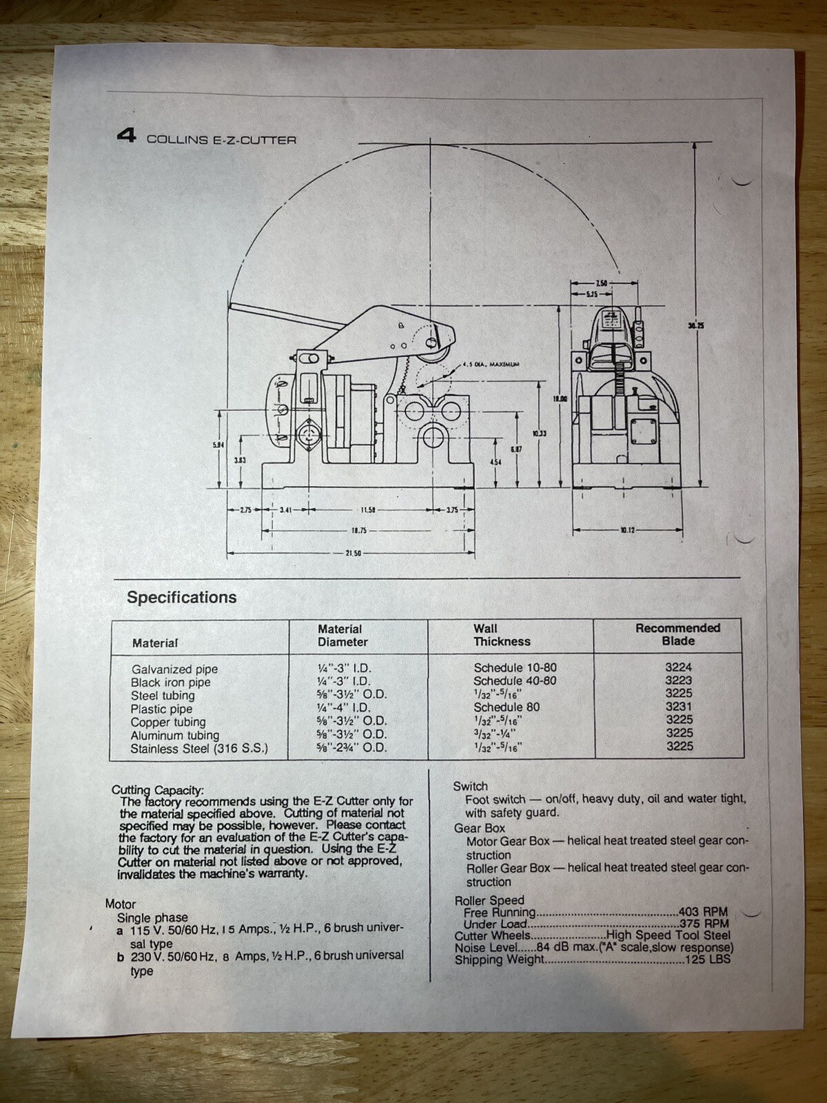 Rothenberger Collins E-Z cutter wheel 3224 BRAND NEW!