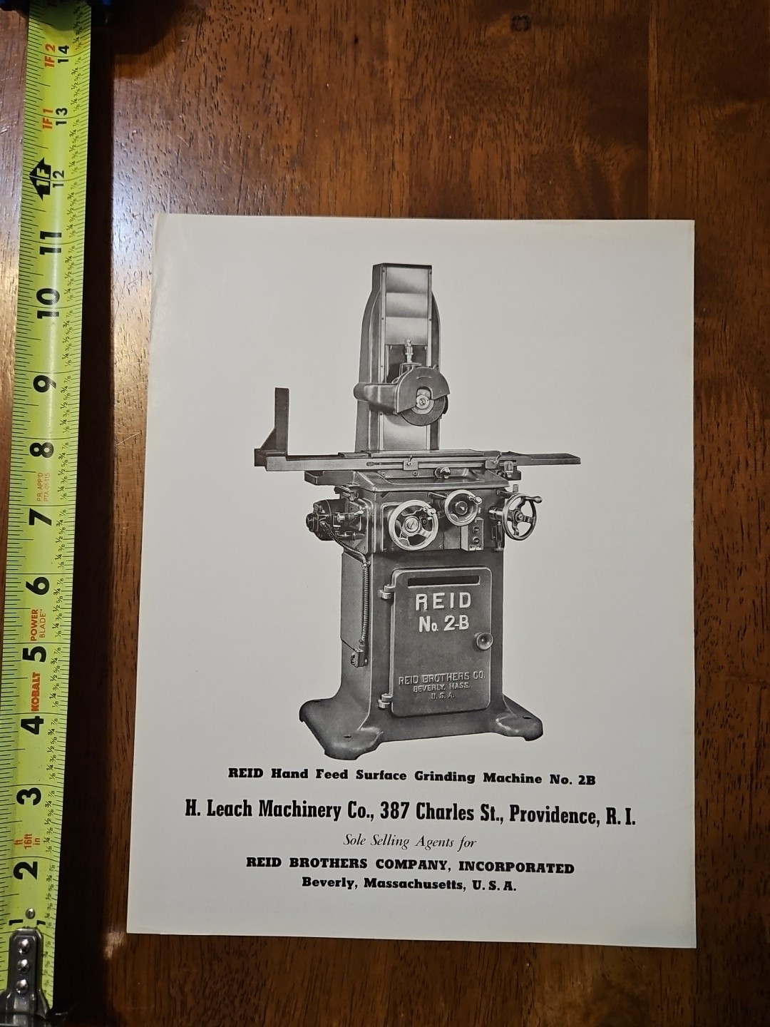 REID PRECISION GRINDERS MODEL 2-B SHEET NO RED #1