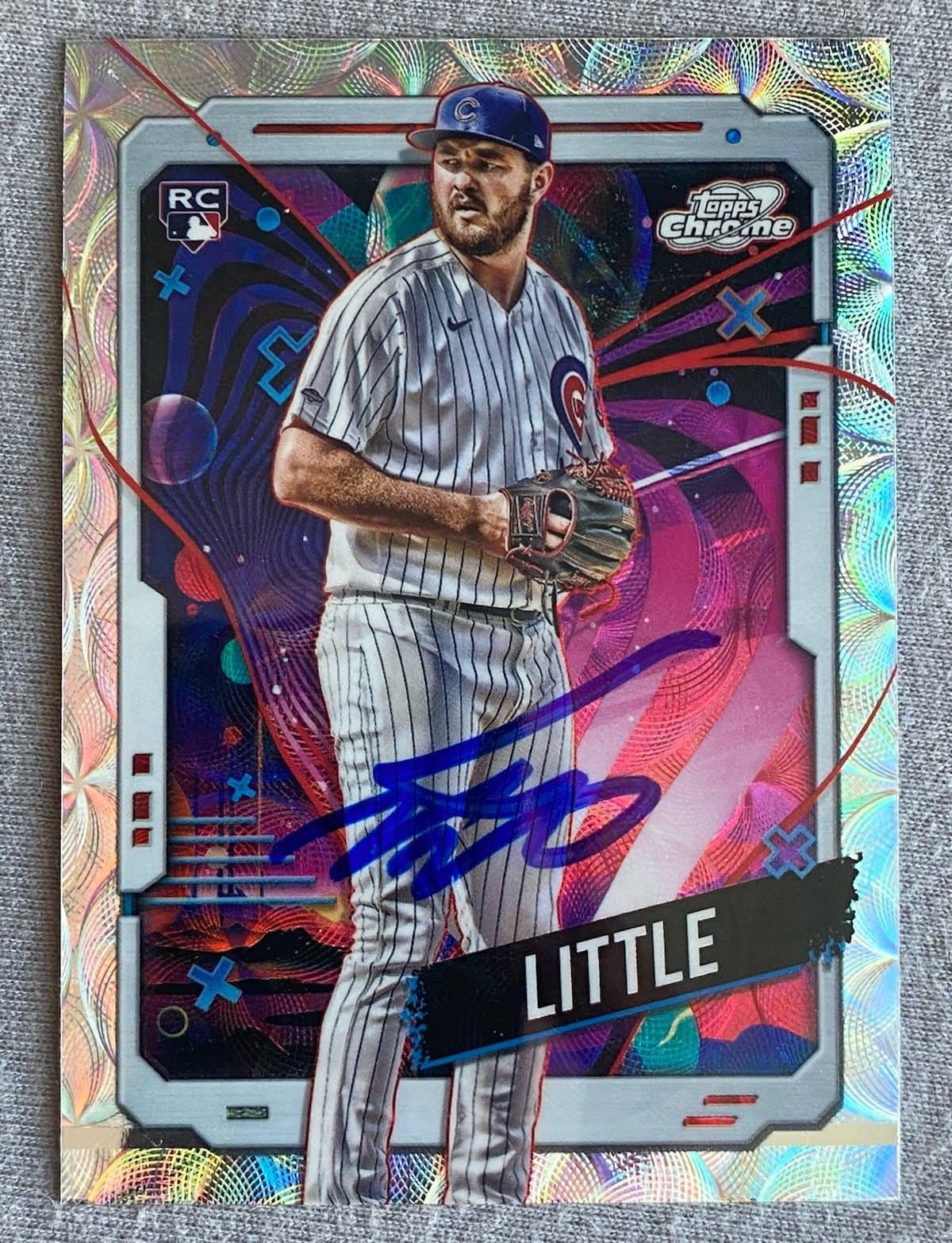CHICAGO CUBS LUKE LITTLE AUTOGRAPH 2024 TOPPS COSMIC CHROME RC NUCLEUS REFRACTOR