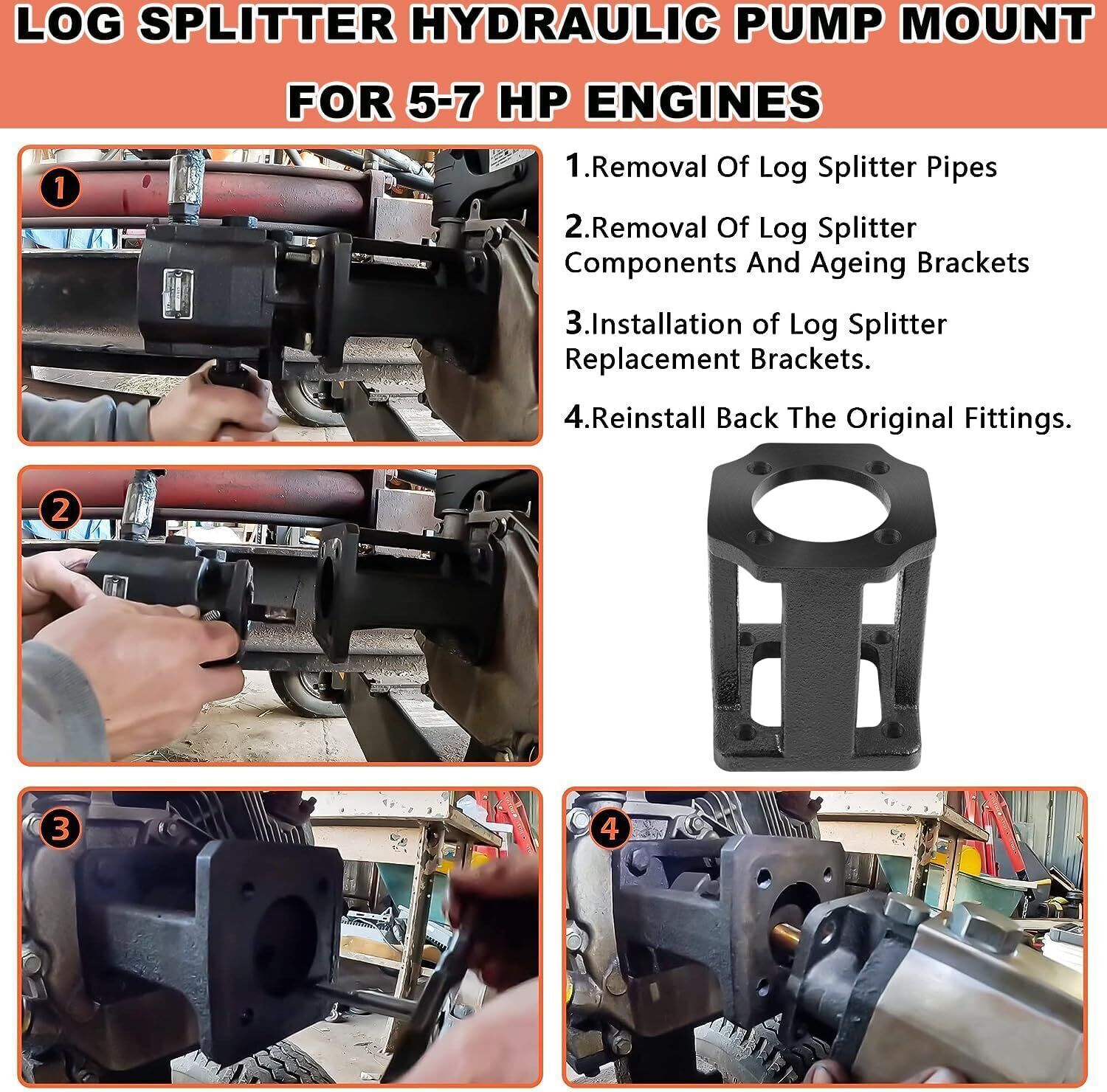 for 5-7 Hp Engines Log Splitter Hydraulic Pump Mount Replacement Brackets