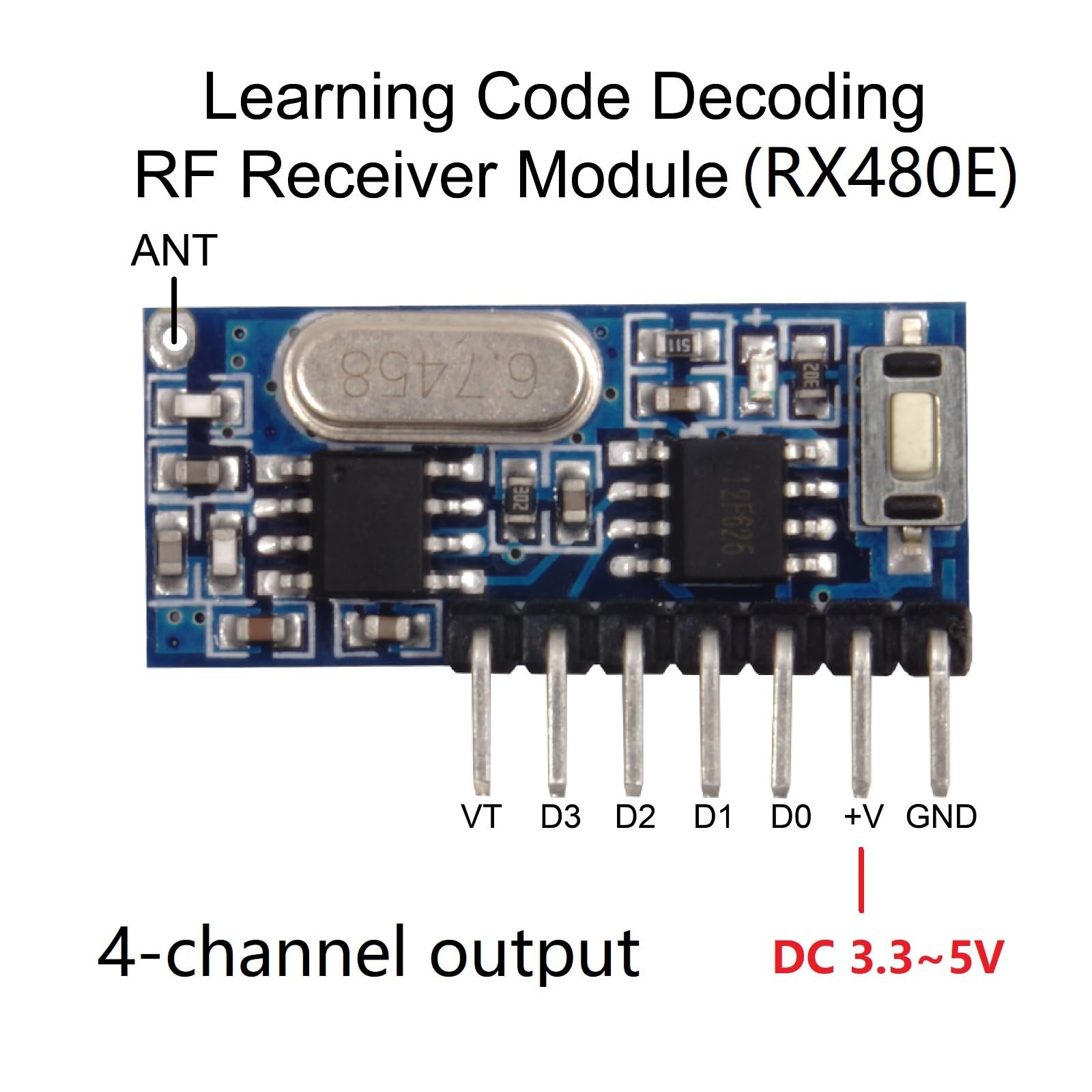 Wireless 433Mhz RF Module Receiver and Transmitter Remote Control Built-In Learn