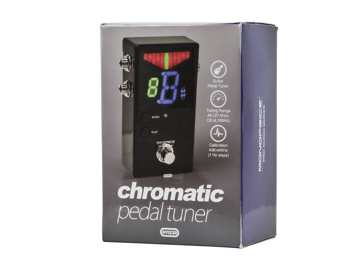 Monoprice Chromatic Pedal Tuner - Black, Normal & True-Bypass Outputs, Black