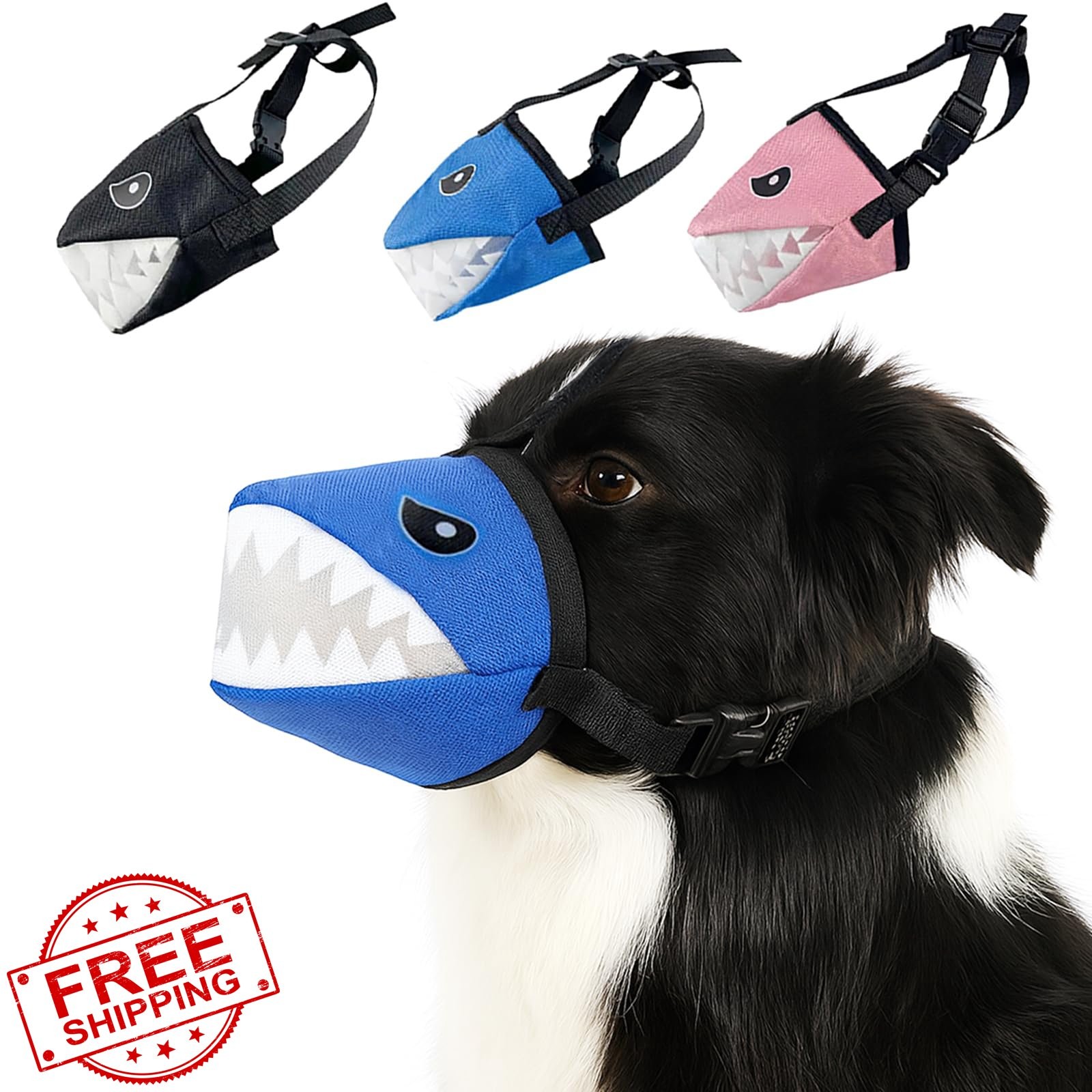 Colenumone Shark Dog Muzzle Black M No Bark Bite