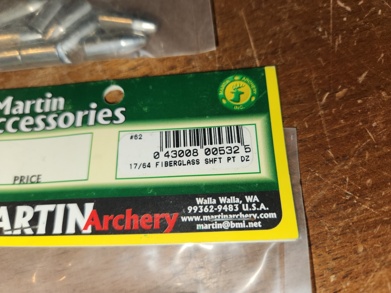 1 NEW 12 PK MARTIN ARCHERY Glue on Field Points FIBERGLASS SHAFT 17/64
