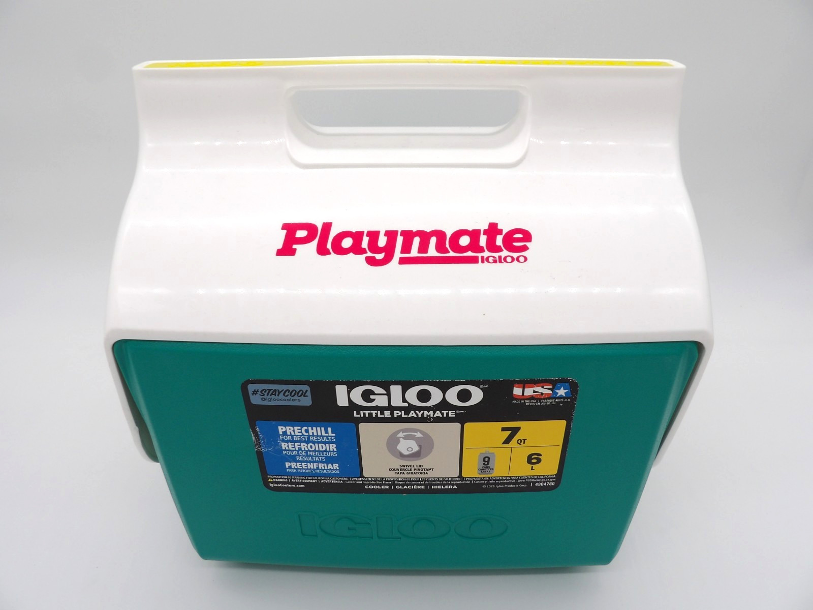 Igloo 7 qt. Playmate Pal Hard Plastic Cooler - Jade/White -New with small defect