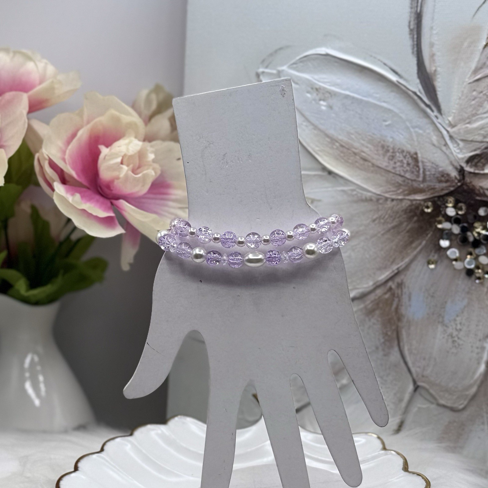 Lilac Gradient Glass Beaded Bracelet Style