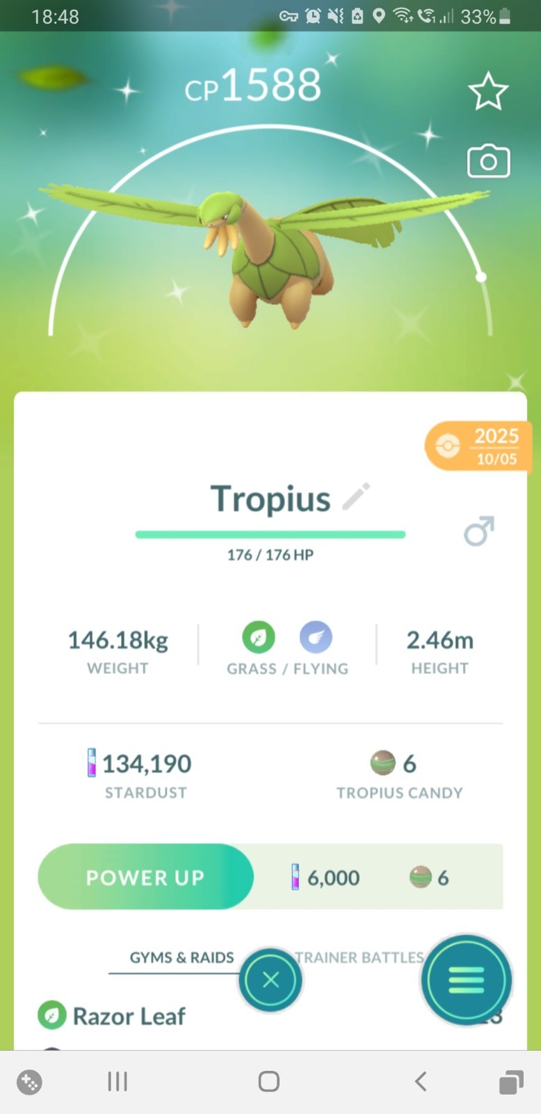 🍃Shiny (Dazzling) Tropius Pokemon GO🍃 Mini PTC 80k
