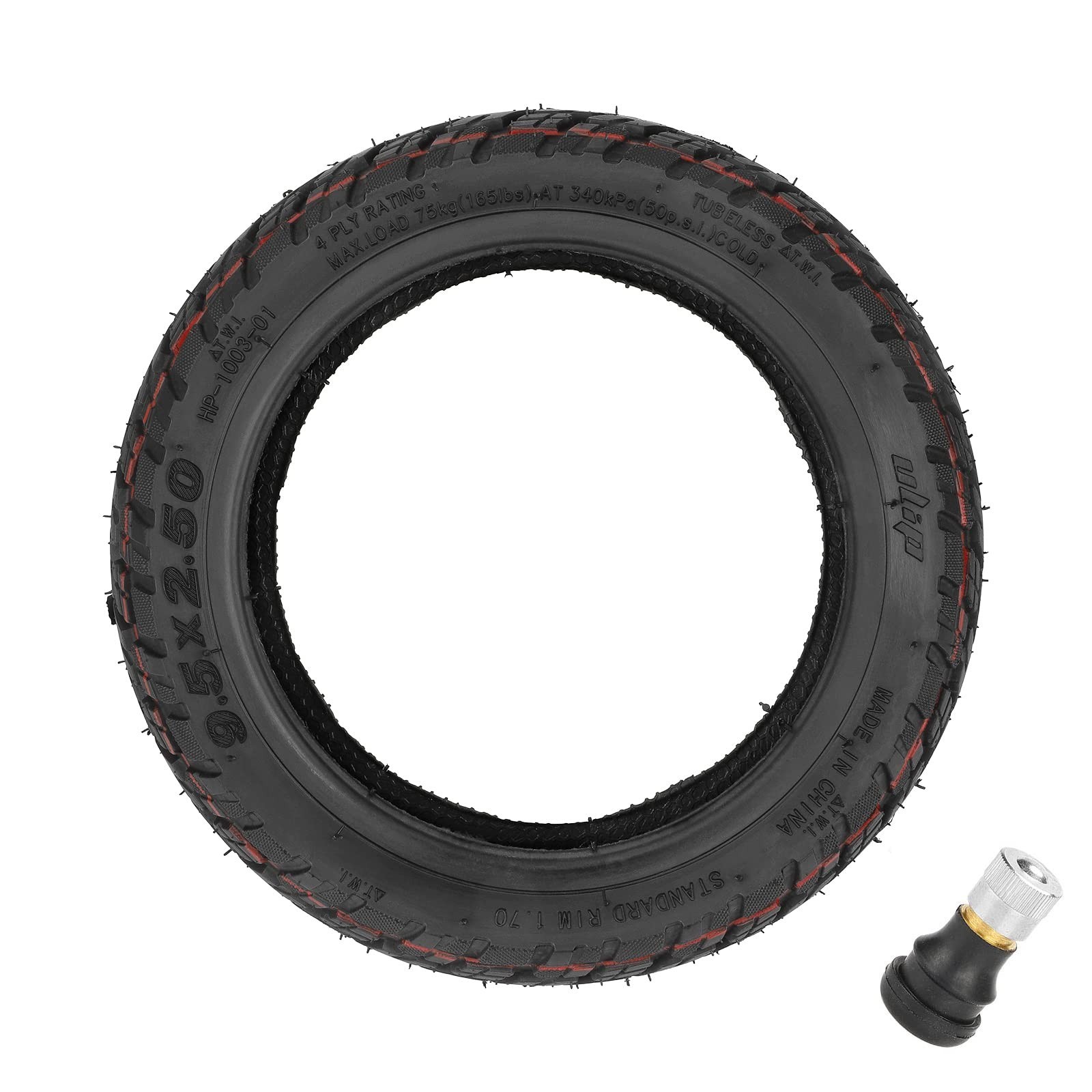 9.5 x 2.5 9.5-inch Rubber Explosion-proof Tubeless Tire + Straight nozzle Rep...