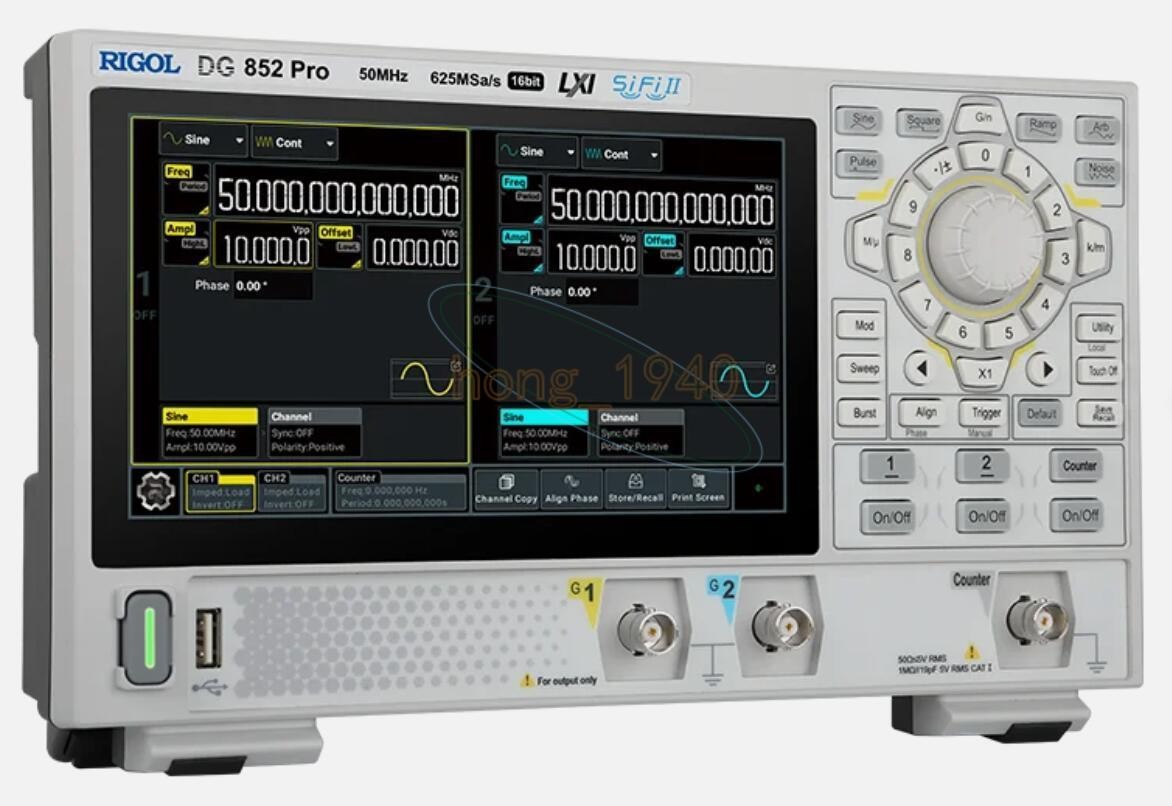 7'' Touch Screen RIGOL DG852 Pro 50MHz Dual Channel Arbitrary Waveform Generator