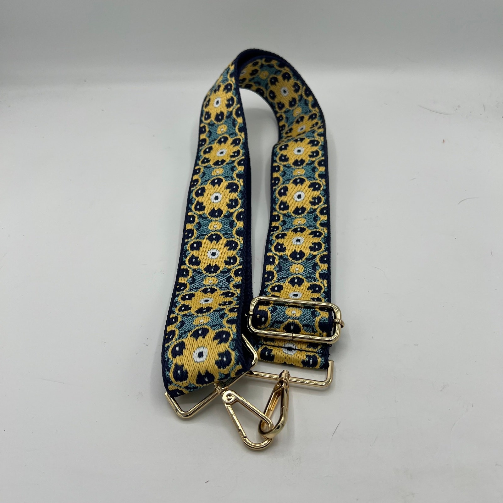 Kedzie Blue & Yellow Floral Pattern Crossbody Purse Strap